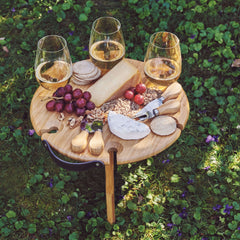 salt&pepper Picnic Circle Wine Tray with Cheese Knives