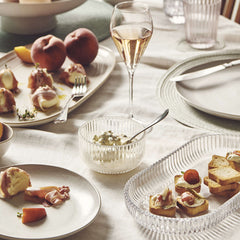 salt&pepper Ogin Glass Bowl, Ogin Glass Oval Platter, Mia Platter and Cuvee Prosecco Glasses