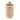 A beige coloured stainless steel GoSip travel coffee cup with a clear lid and tan clip shown on a plain white background.