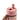 A closeup of a two tone pink GoSip water bottle with a brown carrying loop showing the built in straw. Photographed on a plain white background.