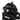 A close up of a black fabric drink bottle carrier by GoSip with adjustable clasp closure, front pocket and strap, shown on a plain white background. A black drink bottle with built in straw is shown through the top opening.