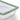 A close up of a clear ribbed glass rectangular storage container with an olive green lid, shown on a plain white background.