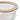 A close up of a clear ribbed glass round storage container showing the beige trimmed lid, shown on a plain white background.