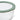 A close up of a clear ribbed glass round storage container showing the olive green trimmed lid, on a plain white background.