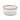 A clear ribbed glass round storage container with a beige trimmed lid, shown on a plain white background.