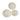 Three round melamine storage containers with lids, shown from above on a white background.
