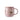 Pink floral print mug with lid and handle on a white background. The stainless steel strainer tab is visible on the edge.