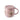 Pink floral  print mug with lid and handle shown from above on a white background. The stainless steel strainer tab is visible on the edge.