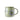 Green floral print mug with lid and handle on a white background. The stainless steel strainer tab is visible on the edge.