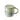 Green floral print mug with lid and handle shown from above on a white background. The stainless steel strainer tab is visible on the edge.