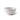 A white stoneware cereal bowl with a vertical ribbed texture, shown on a clean white background.