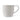A white stoneware mug with a vertical ribbed texture and a curved handle, shown on a plain white background.