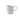A white stoneware mug with a vertical ribbed texture and a curved handle, shown on a slight angle from above so that the smooth interior can be seen. Photographed on a plain white background.