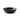 A black stoneware low edged bowl with a vertical ribbed texture, shown on a clean white background.