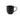 A black stoneware mug with a vertical ribbed texture and a curved handle, shown on a slight angle from above so that the smooth interior can be seen. Photographed on a plain white background.
