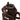 A close up of a dark chocolate brown fabric drink bottle carrier by GoSip with adjustable clasp closure, front pocket and strap, shown on a plain white background. A brown drink bottle with built in straw is shown through the top opening.