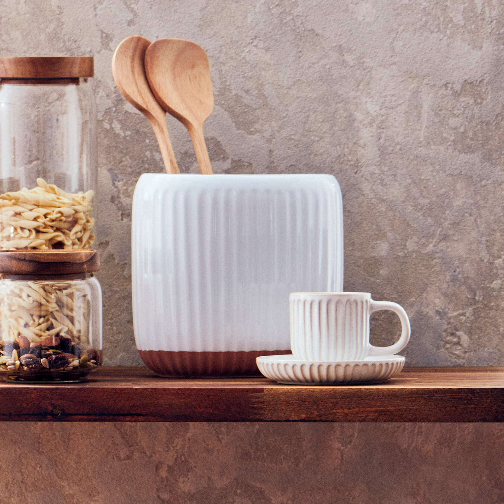 Amana Espresso Cup & Saucer 95mL White salt&pepper